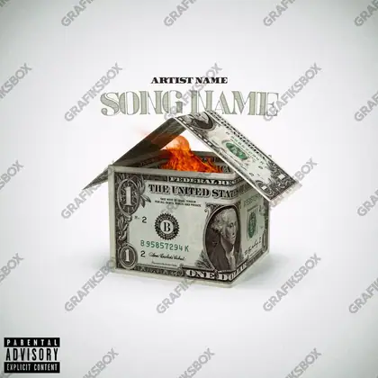 Premade album cover “House Money” — an urban frame with dense city texture in a monochrome palette