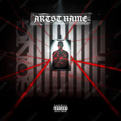 Portada de álbum prediseñada «Same Target» — una idea visual original sin equivalente cercano en el catálogo, en una gama roja