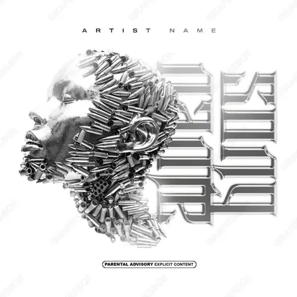 Portada de álbum prediseñada «Battler» — una idea visual original sin equivalente cercano en el catálogo, en una gama en blanco y negro
