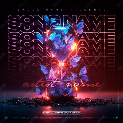 Portada de álbum prediseñada «Attraction Time» — una idea visual original sin equivalente cercano en el catálogo, en tonos rojos intensos