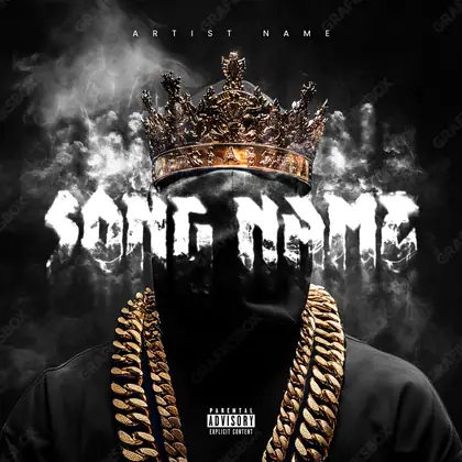 Premade album cover “Hood King” — a male subject and a tight, deliberate composition in a monochrome palette