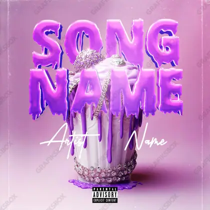 Premade album cover “Drip Ice” — an abstract composition of shapes, gradients and grain in a pink palette