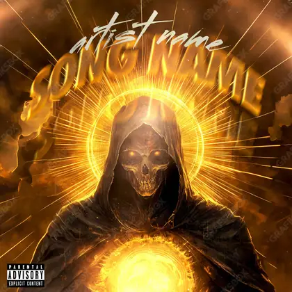 Portada de álbum prediseñada «Elden Ring» — un encuadre no figurativo construido con color y textura, en una gama naranja