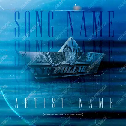 Portada de álbum prediseñada «Shipwreck» — una idea visual original sin equivalente cercano en el catálogo, en una gama azul