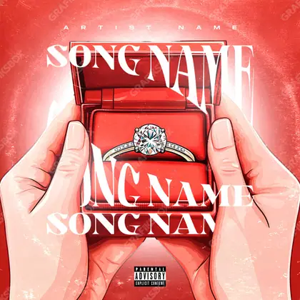 Premade album cover “Big Ring” — abstract graphics with no recognisable objects in deep red tones