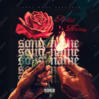 Купить обложку для трека с цветами «Burns Rose» — в красных тонах