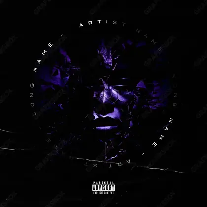 Portada de álbum prediseñada «Glass Side» — aristas de vidrio y reflejos fríos, en una gama en blanco y negro