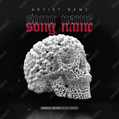 Premade album cover “Skull Pearls” — harsh imagery in a low-key frame in a monochrome palette