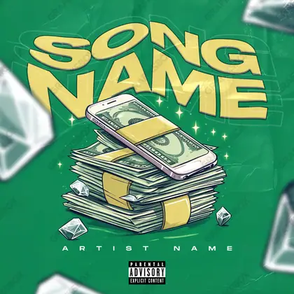Premade album cover “Cashphone” — a frame that refuses to sit in one category in green shades