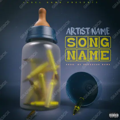 Portada de álbum prediseñada «Baby Bottle» — un motivo con carácter propio, en tonos azules fríos