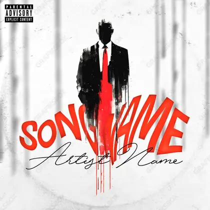 Premade album cover “Spying Man” — a subject facing the camera with almost no decoration in deep red tones