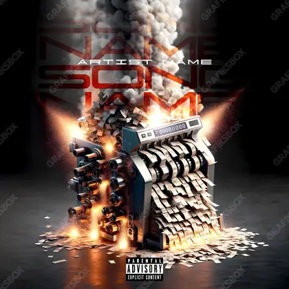 Premade album cover “Cash Print” — expensive texture — metal, stones, gloss in an orange palette