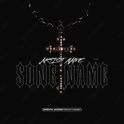 Portada de álbum prediseñada «Crucifix» — una idea visual original sin equivalente cercano en el catálogo, en una paleta monocroma