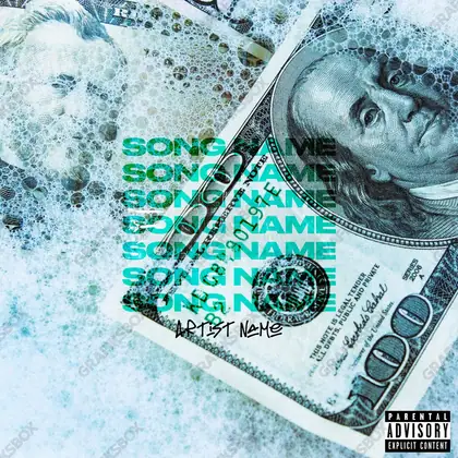 Premade album cover “Washing Money” — a frame about status, gold under heavy light in a blue palette