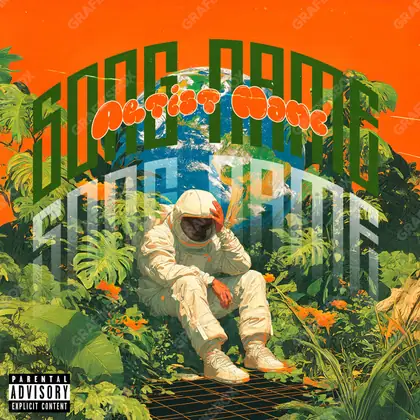 Portada de álbum prediseñada «Vapor Space» — el espacio en cuadro y una sensación de escala, en una gama naranja