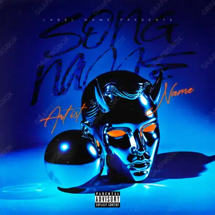 Portada de álbum prediseñada «Reflective Blue» — textura metálica y brillo líquido, en una gama azul