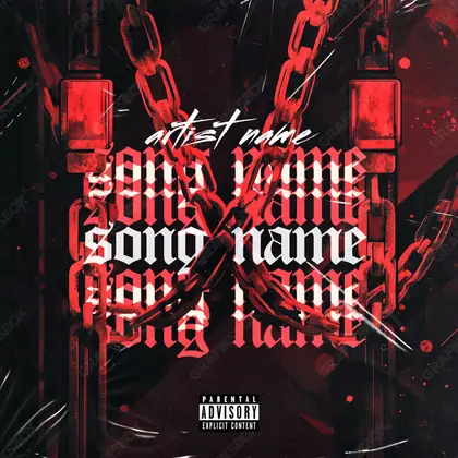 Portada de álbum prediseñada «Functioning» — una idea visual original sin equivalente cercano en el catálogo, en una gama roja