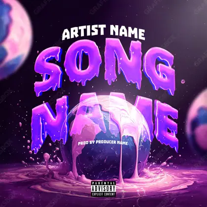 Premade album cover “Drip Earth” — abstract graphics with no recognisable objects in purple tones
