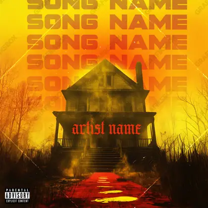 Premade album cover “Smoke House” — an urban frame with dense city texture in orange shades