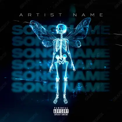 Premade album cover “Skull Fly” — a grim scene holding its tension in a blue palette