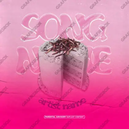 Portada de álbum prediseñada «Worm Cake» — una idea visual original sin equivalente cercano en el catálogo, en matices rosados