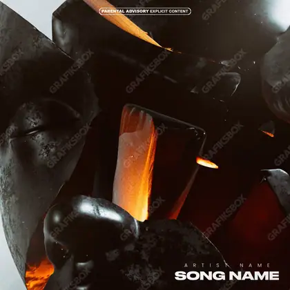Portada de álbum prediseñada «Destructed» — un encuadre que no encaja en una sola categoría, en una gama naranja