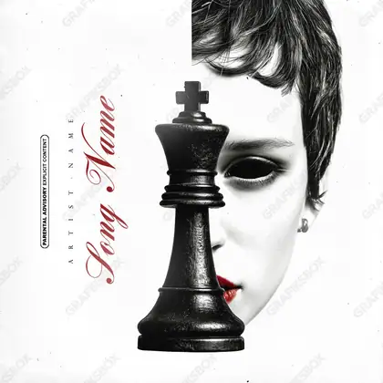 Portada de álbum prediseñada «Behind Play» — una idea visual original sin equivalente cercano en el catálogo, en una gama en blanco y negro