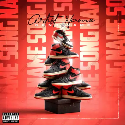 Premade album cover “Shoe Tree” — a calm natural scene with room to breathe in deep red tones