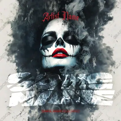 Portada de álbum prediseñada «Between Smoke» — fuego y humo en cuadro, en una gama en blanco y negro