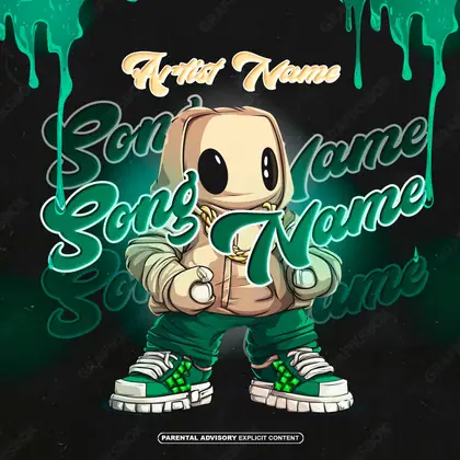 Portada de álbum prediseñada «Slime Kid» — un motivo con carácter propio, en matices verdes