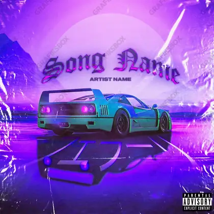 Premade album cover “Digital Drift” — an abstract composition of shapes, gradients and grain in purple tones