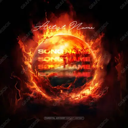 Обложка для песни «Fireball» — в красных тонах