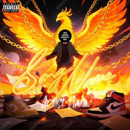 Premade album cover “The Phoenix” — a subject with a character of its own in an orange palette