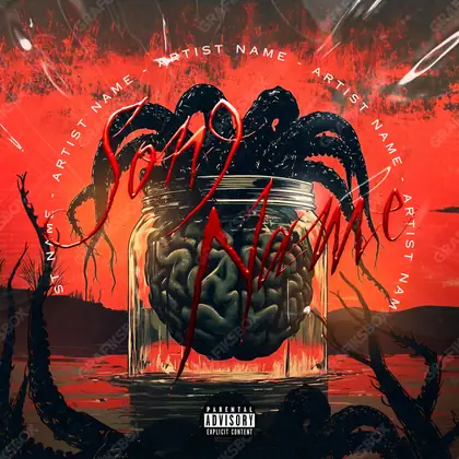 Portada de álbum prediseñada «Brain Jar» — un motivo con carácter propio, en una gama roja