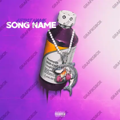Portada de álbum prediseñada «Shark Lean» — una idea visual original sin equivalente cercano en el catálogo, en tonos violetas