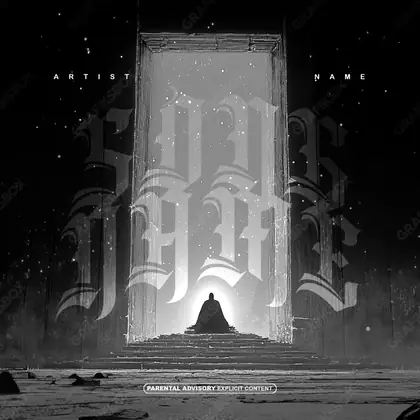 Portada de álbum prediseñada «Slay» — un encuadre que no encaja en una sola categoría, en una paleta monocroma