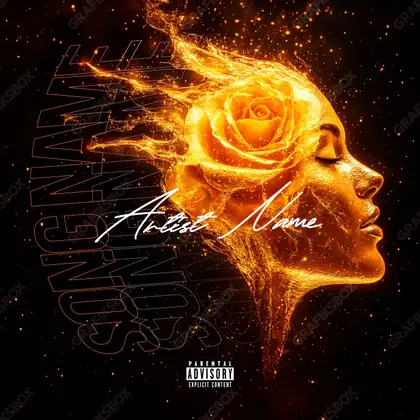 Premade album cover “Golden Face” — a frame about status, gold under heavy light in a gold palette