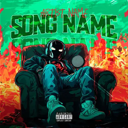 Premade album cover “Ironmic” — an original visual idea with no close match in the catalogue in green shades
