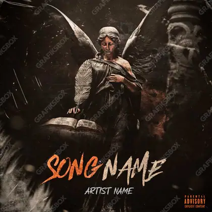 Portada de álbum prediseñada «Athena Statue» — una idea visual original sin equivalente cercano en el catálogo, en matices anaranjados