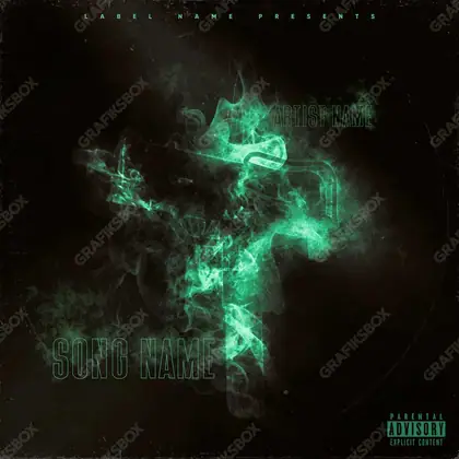 Portada de álbum prediseñada «Uzi Smoke PREVIEW» — un encuadre caliente: chispas, calor, humo, en matices verdes
