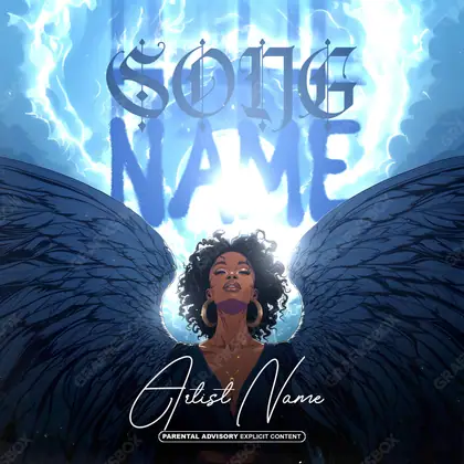 Premade album cover “Blue Wings” — dark art with a heavy atmosphere in cool blue tones