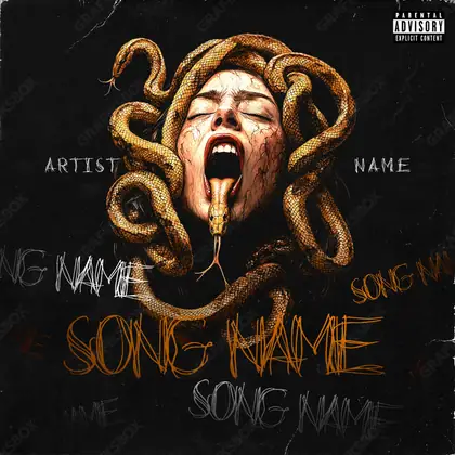 Premade album cover “Snake Possession” — a grim scene holding its tension in orange shades