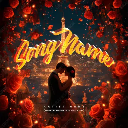 Portada de álbum prediseñada «Paris Luv» — una idea visual original sin equivalente cercano en el catálogo, en una gama roja