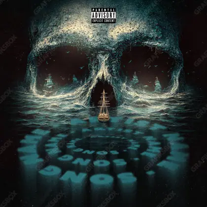 Premade album cover “Skull Island” — a grim scene holding its tension in cool blue tones