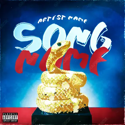 Portada de álbum prediseñada «Grammy Snake» — imágenes duras en un encuadre de tonos bajos, en una gama azul