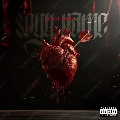 Portada de álbum prediseñada «Crossed» — un encuadre que no encaja en una sola categoría, en una gama roja