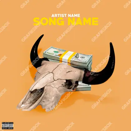 Premade album cover “Bufalo” — an original visual idea with no close match in the catalogue in an orange palette