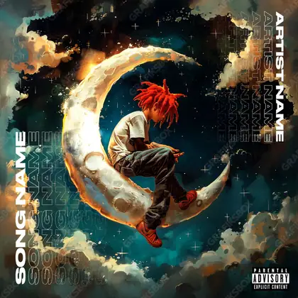 Portada de álbum prediseñada «Lunero» — una idea visual original sin equivalente cercano en el catálogo, en una gama naranja