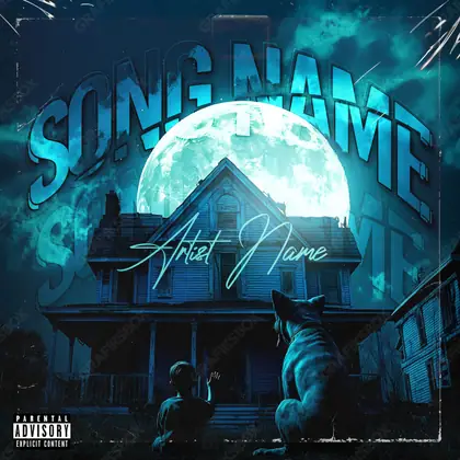 Portada de álbum prediseñada «Say Goodbye» — un encuadre contenido con sensación de soledad, en una gama azul