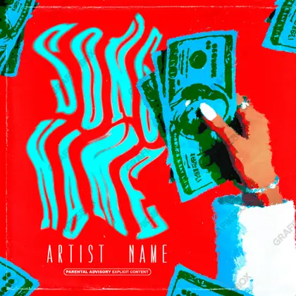 Premade album cover “Cash in Hand” — a frame about status, gold under heavy light in a red palette